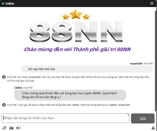 Liên hệ 88NN theo phương thức Chatbox trực tuyến